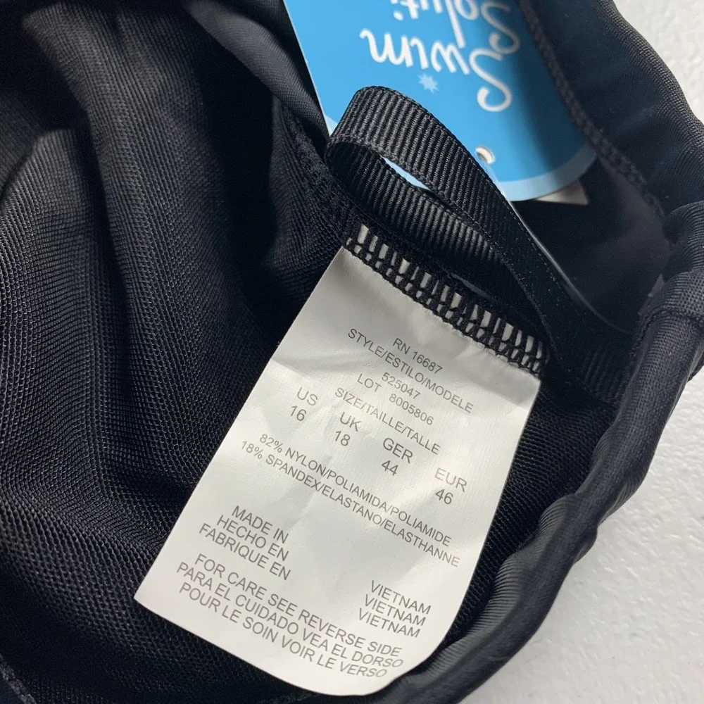 Swim Solutions Women's Swim Bottoms Size 16 Black Solid High Waisted Brief NWT‎ - Picture 5 of 7